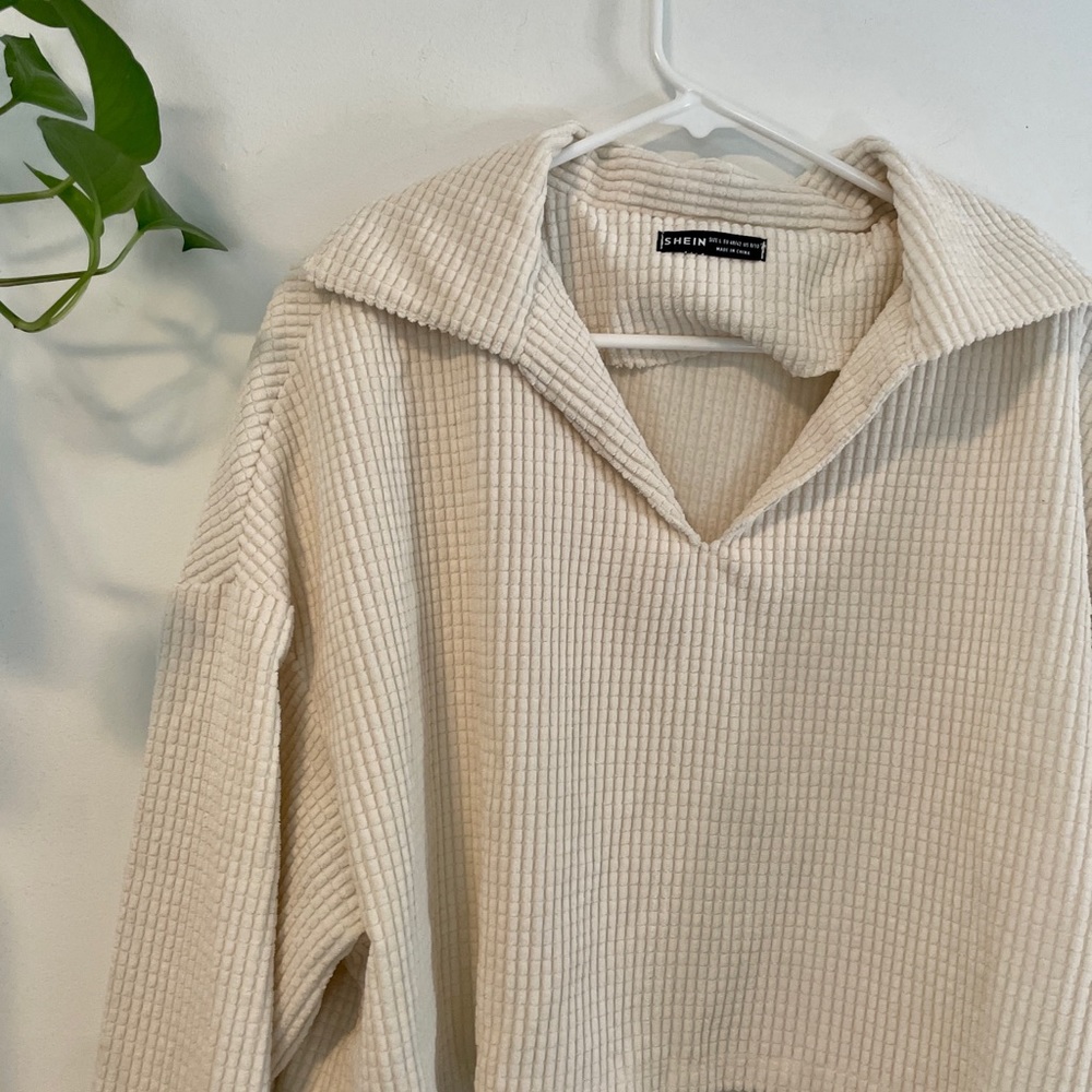SHEIN Crop Waffle Knit Sweater